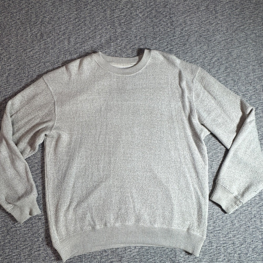 Womens Heather Grey Knit Crewneck Pullover Sweater Sweatshirt Long Sleeve L/XL